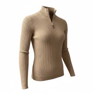 Tan Ribbed Women's Sweater